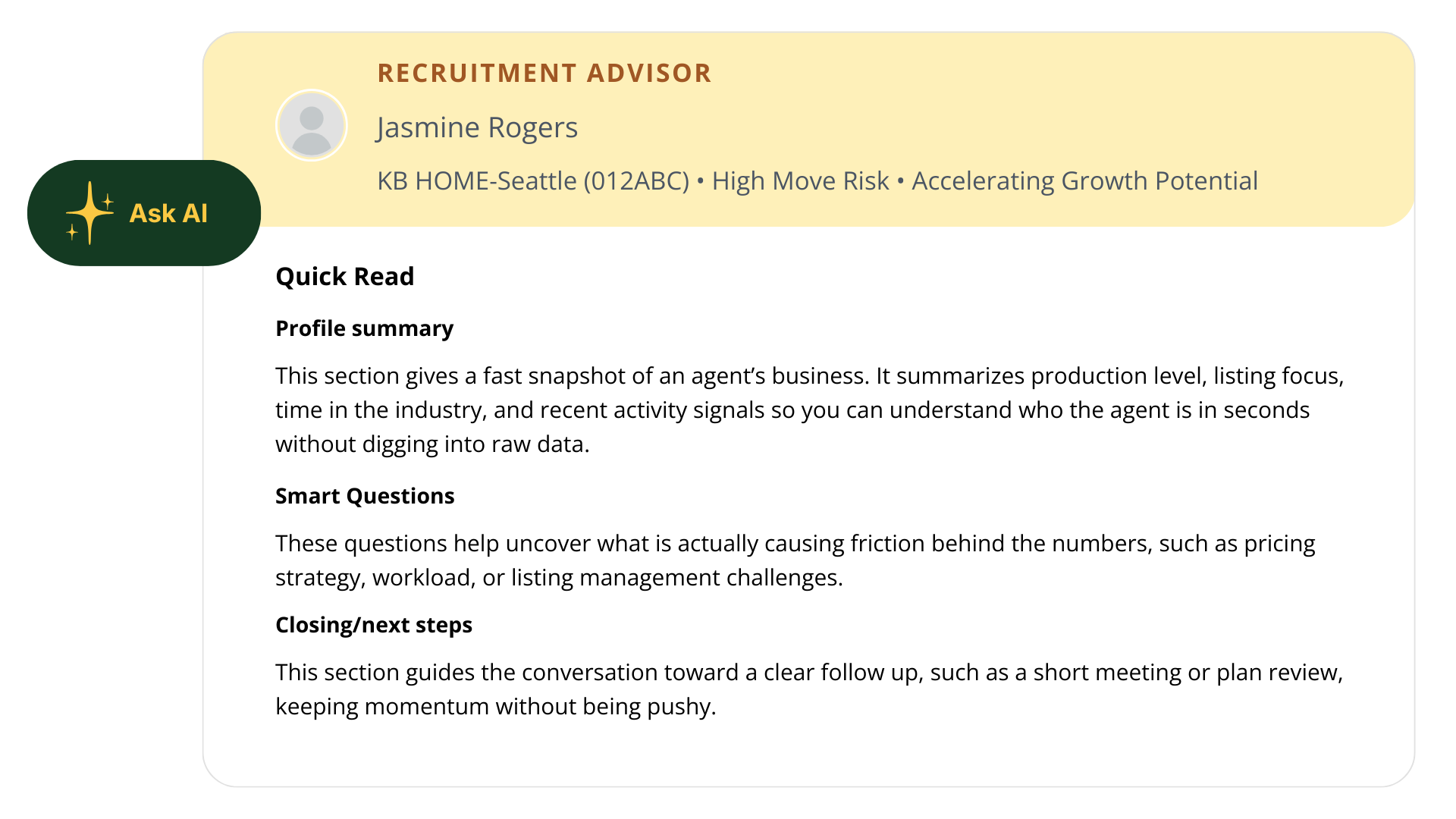 Insight AI agent search interface showing agent discovery and performance signals